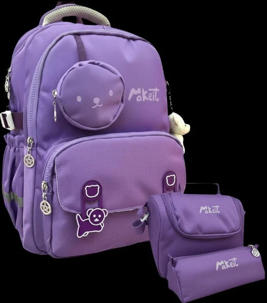 Astral Makeit 3 Lü İlkokul Çantası 04552 Mor ürün görseli 1