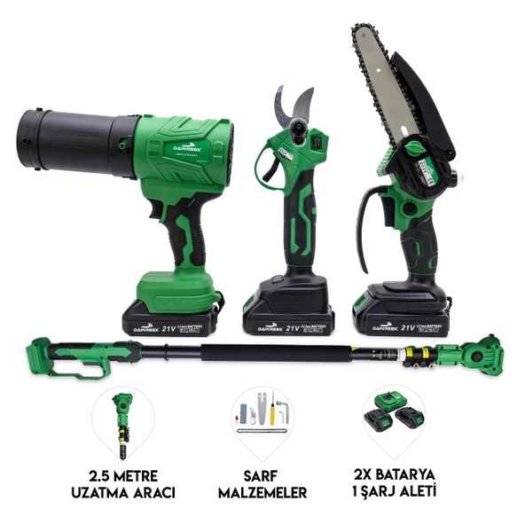 Dawreek BT0243 Dörtlü Budama Seti HT (Teleskopik 2.5m+Ağaç Budama+Bağ Makası+Turbo Fani) ürün görseli 1
