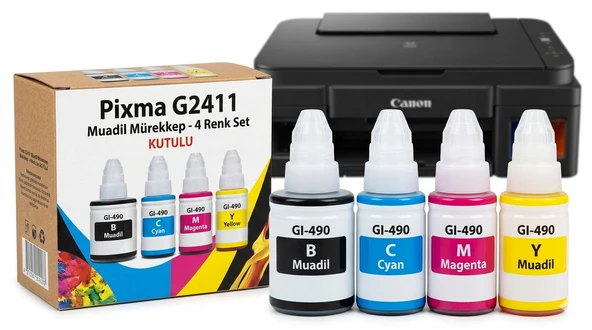 Canon Pixma G2411 Muadil Mürekkep - 4 Renk Set ürün görseli 1