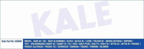KALE KALORİFER MOTORU (BLOWER) 12V VW CADDY/GOLF/JETTA/PASSAT/SCIROCCO AUDI A3-Q3/SEAT LEO MANUEL KLİMALI ürün görseli 1
