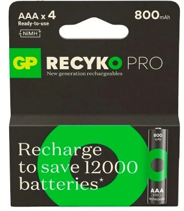 GP85AAAHCBR21-2TLB4 800mAH AAA Şarjlı İnce Pil 4'lü Kart ürün görseli 1