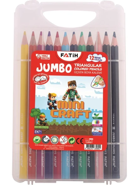 FATIH M.CRAFT KURU BOYA UCGEN JUMBO 12 LI CANTALI ürün görseli 1