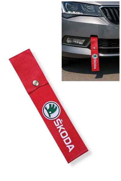 Skoda Araçlar İçin Kırmızı Tampon Çeki İpi - Sportif Görünüm ve Kolay Montaj ürün görseli 1