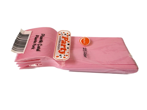 Plastik Çatal Pembe Renkli Lüx Parti Piknik Davet Doğum Günü Çatalı - 18 Cm. - 25 Adetlik Paket ürün görseli 1