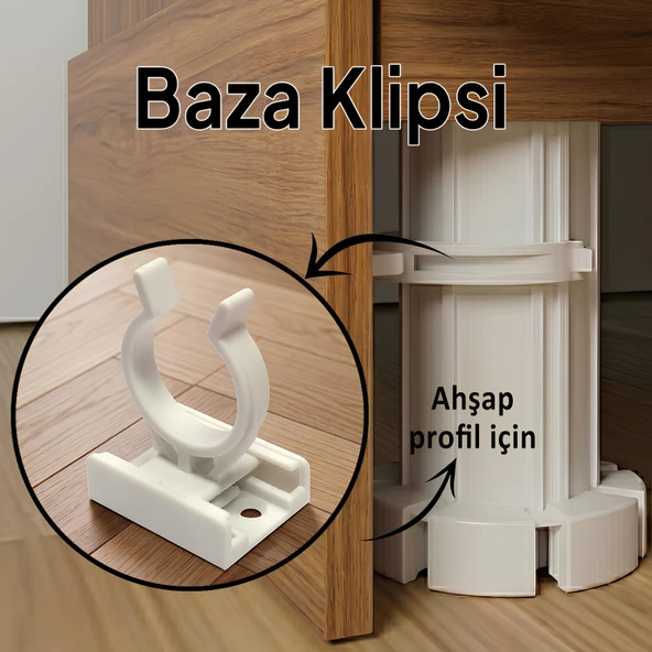 Ahşap Baza Klipsi Mutfak Dolap Tezgah Alt Kısım Kapatma Klips Mobilya Ayak Tutucu Toka ürün görseli 1