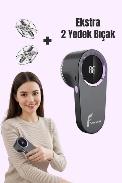 Veryfit Şarjlı Tüy Toplayıcı Tüy Temizleme Makinesi Ekstra 2 Adet Yedek Bıçak Hediyeli ürün görseli 1