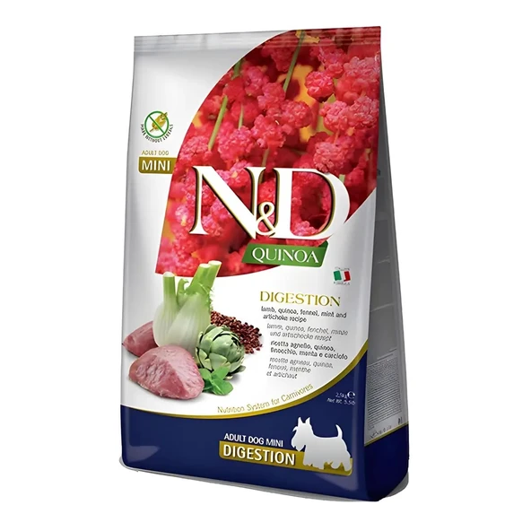 N&D Quinoa Digestion Kuzulu ve Kinoalı Mini Irk Yetişkin Köpek Maması 2,5kg ürün görseli 1