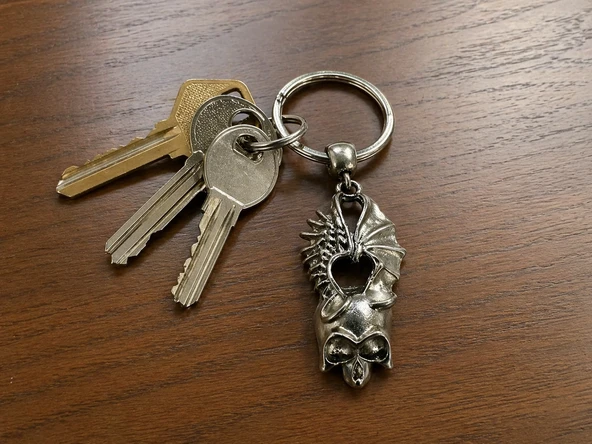 Gotik Butterfly Ejderha Figürlü Metal Anahtarlık Unisex ürün görseli 1