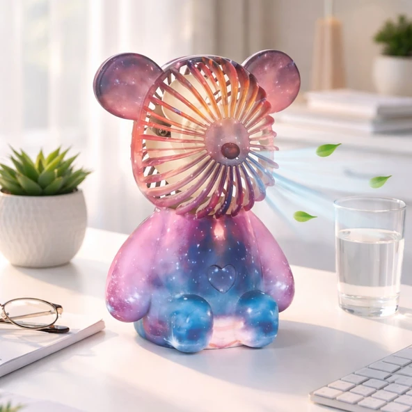 Dossimo DSM-901 Şarjlı Mini El ve Masa Fanı Ayıcık Figürlü Mini El Pervanesi ürün görseli 1