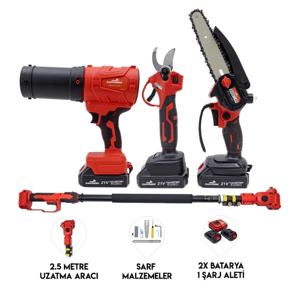 Dawreek BT0241 Dörtlü Budama Seti MW (Teleskopik 2.5m+Ağaç Budama+Bağ Makası+Turbo Fani) ürün görseli 1
