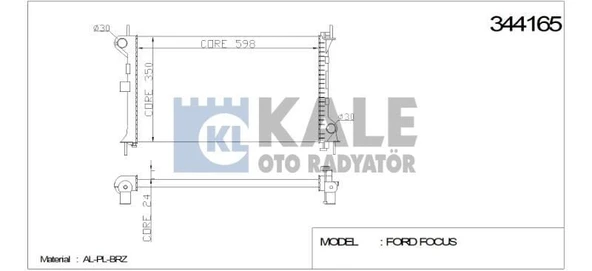 KALE RADYATÖR FORD FOCUS 1.6 16V / 2.0 16V A AC+/- 1998-2004  AL/PL/BRZ (OTOM. ŞANZ.) ürün görseli 1