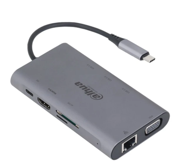 Dahua DH-TC39 9 in 1 USB 3.1 Type-C to USB 3.0 + HDMI + RJ45 + VGA + SD/TF +PD Docking Station ürün görseli 1
