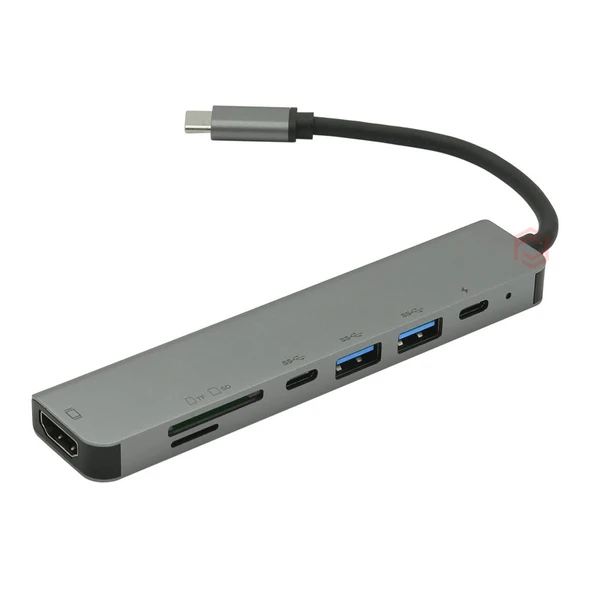 Frisby Fa-7662Tc Usb Type-C - Hdmı + Sd-Tf + Usb 3.0 Adaptör + Pd Şarj ürün görseli 1