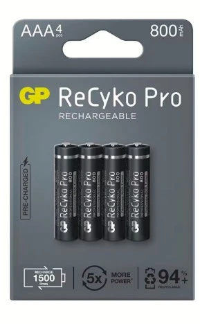GP RECYKO PRO İNCE AAA 800 MAH 4LÜ ŞARJLI PİL ürün görseli 1