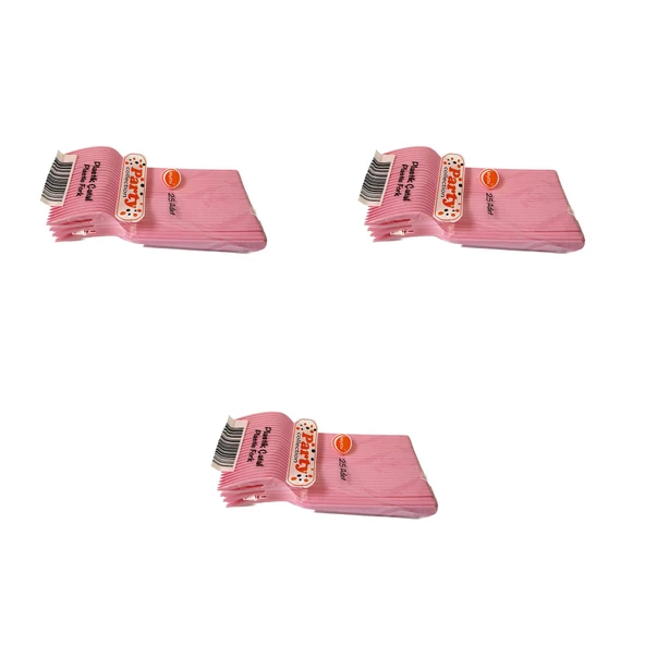Plastik Çatal Pembe Renkli Lüx Parti Piknik Davet Doğum Günü Çatalı - 18 Cm. - 25 Adetlik 3 Paket ürün görseli 1