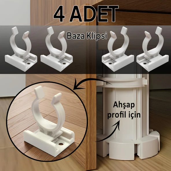 4 Adet Ahşap Baza Klipsi Mutfak Dolap Tezgah Alt Kısım Kapatma Klips Mobilya Ayak Tutucu Toka ürün görseli 1