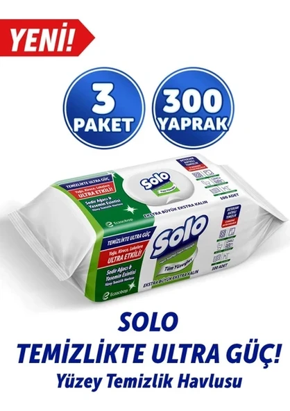 Solo Ultra Güç Sedir & Yasemin Kokulu Islak Havlu 100’lü 3’lü Paket ürün görseli 1