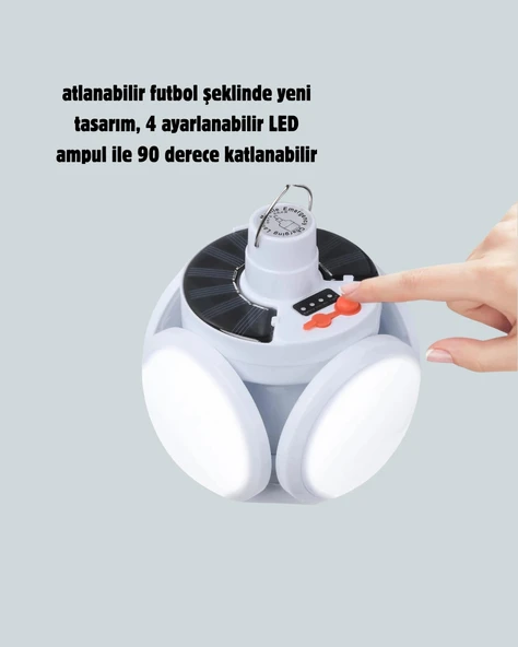 360 Derece Katlanabilir Solar LED Aydınlatma Çadır Lambası - Resim 2
