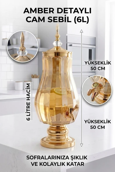 Cam Sebil - Yağlık, Şerbetlik, Sürahi - 6 Litre, 50 CM-2 ürün görseli 1