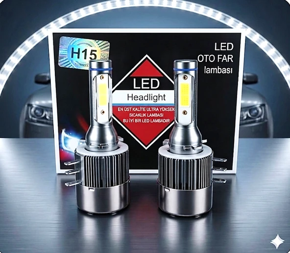 Ford Courier Gündüz Farı H15 Beyaz Led Xenon Far Ampulü 8000 Lümen 2 Adet ürün görseli 1