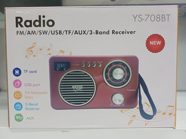 PLATOON PL-4359 BLUETOOTHLU HAFIZA KARTLI USB PORT ŞARJ EDİLEBİLİR PİLLİ 3 BAND AUX ÇIKIŞLI RADYO ürün görseli 1