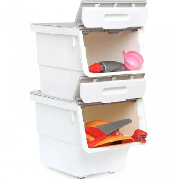 Motek Çok Amaçlı Tekerlekli Organizer 12 Lt Tek Modül Gri Beyaz ürün görseli 1