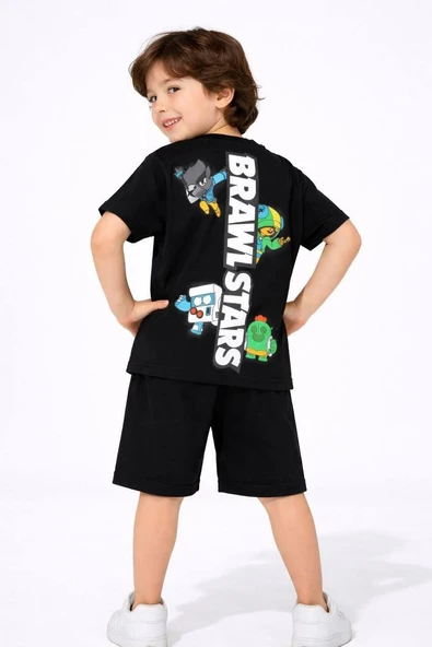 Cg Kids Brawl Stars Erkek Çocuk Tshirt & Şort Alt Üst Takım Sırt Baskı ürün görseli 1