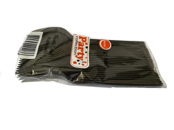 Plastik Çatal Siyah Renkli Parti Piknik Davet Doğum Günü Çatalı - 18 Cm. - 25 Adetlik Paket ürün görseli 1
