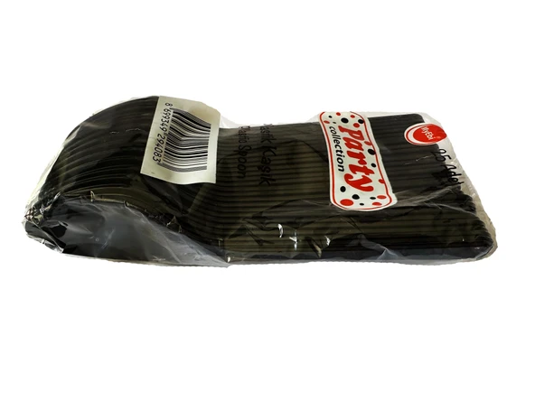 Plastik Lüx Siyah Renk Kaşık - Parti Davet Piknik Çorba Yemek Kaşığı - 18 Cm. - 25'li Paket ürün görseli 1