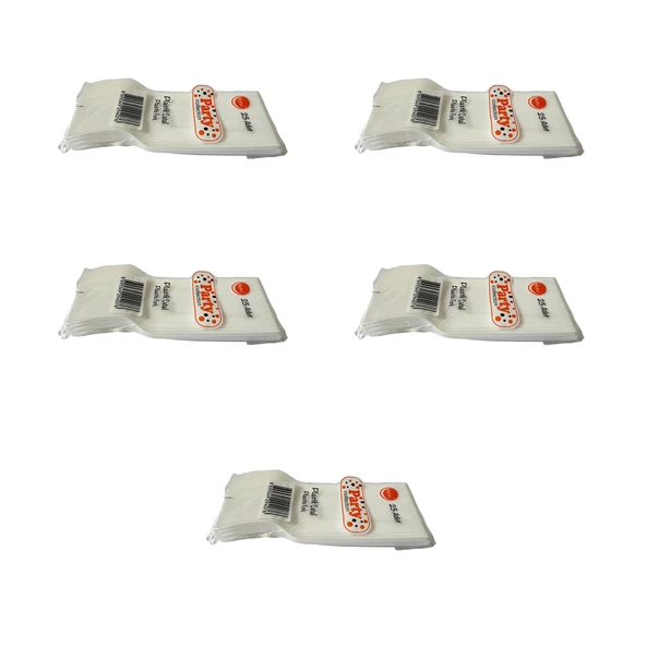 Plastik Çatal Beyaz Renkli Parti Piknik Davet Doğum Günü Çatalı - 18 Cm. - 25 Adetlik 5 Paket ürün görseli 1
