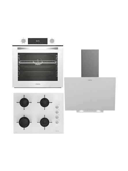 Altus Ala 322 W Fırın 159 Dw Ocak Ala 527 W Davlumbaz Beyaz Cam Ankastre Set ürün görseli 1