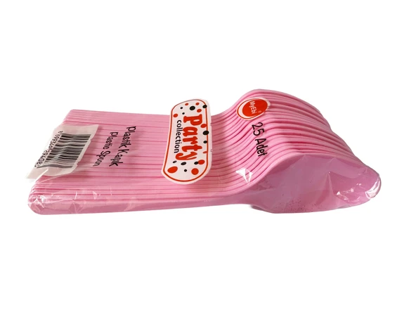 Plastik Lüx Pembe Renk Kaşık - Parti Davet Piknik Çorba Yemek Kaşığı - 18 Cm. - 25'li Paket ürün görseli 1