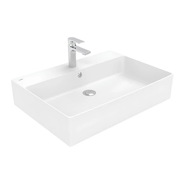 Creavit Volga Tezgâh Üstü Batarya Delikli Kare Beyaz Lavabo 70 Cm VX270 ürün görseli 1