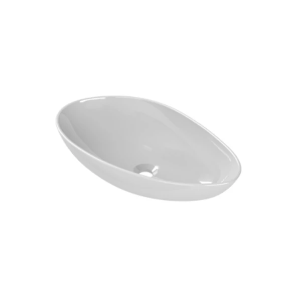 Turkuaz Olive Tezgâh Üstü Batarya Deliksiz Beyaz Lavabo 61x35 Cm 072100 ürün görseli 1