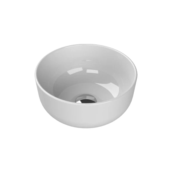 Turkuaz Aqua Tezgâh Üstü Batarya Deliksiz Yuvarlak Beyaz Lavabo 33 Cm 077600 ürün görseli 1