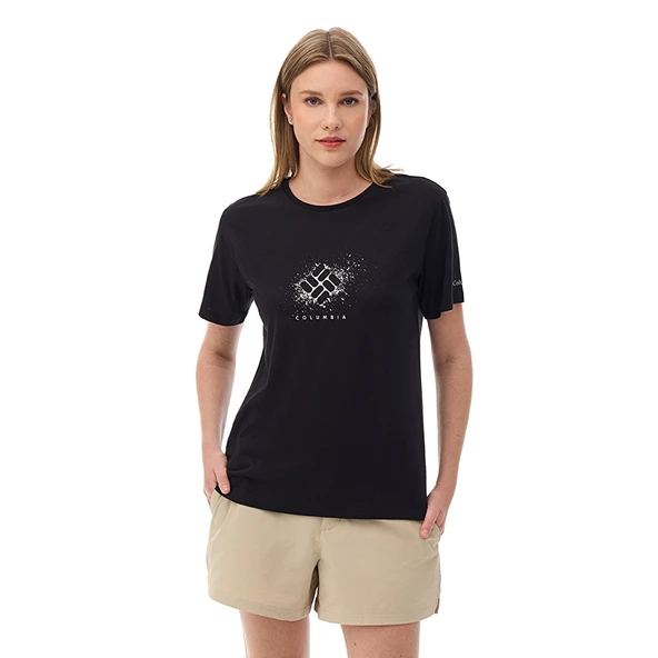 Columbia Csc W Splattered SS Tee Kadın Yuvarlak Yaka Tişört Siyah CS0490 ürün görseli 1