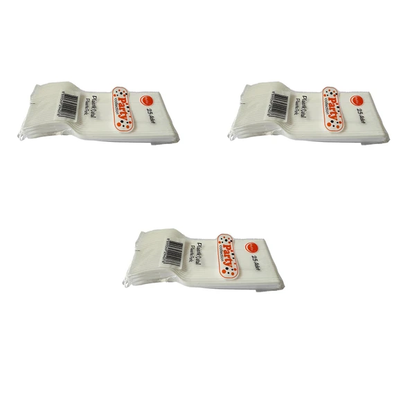 Plastik Çatal Beyaz Renkli Parti Piknik Davet Doğum Günü Çatalı - 18 Cm. - 25 Adetlik 3 Paket ürün görseli 1