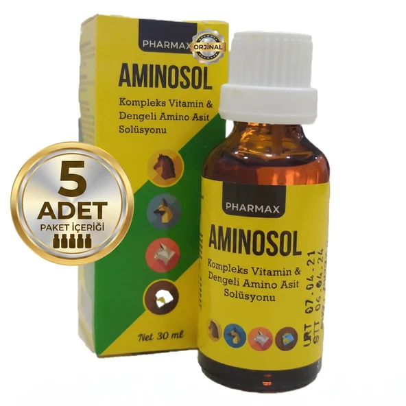 Aminosol 30 ml Sıvı Vitamin ve Aminoasit Solüsyonu x 5 Adet (Hızlı Toparlanma ve Enerji Desteği) ürün görseli 1