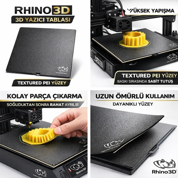 Rhino3D 235x235 PEI Tabla Ender 3 Uyumlu | Textured Yüzey 3D Yazıcı Build Plate ürün görseli 1