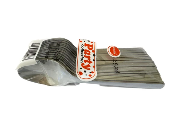 Plastik Gümüş Gri Renk Kaşık - Parti Davet Piknik Çorba Yemek Kaşığı - 18 Cm. - 25 Adetlik Paket ürün görseli 1