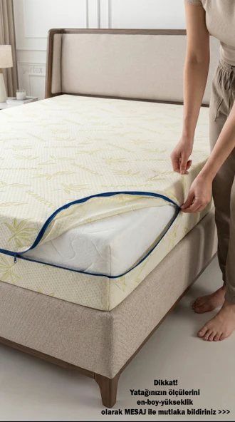 ARTEX Kılıf Bamboo 80x160 Yatak Kılıfı Koruyucusu Örtüsü Fermuarlı Kapitone Fit Zippered Mattress Cover ürün görseli 1