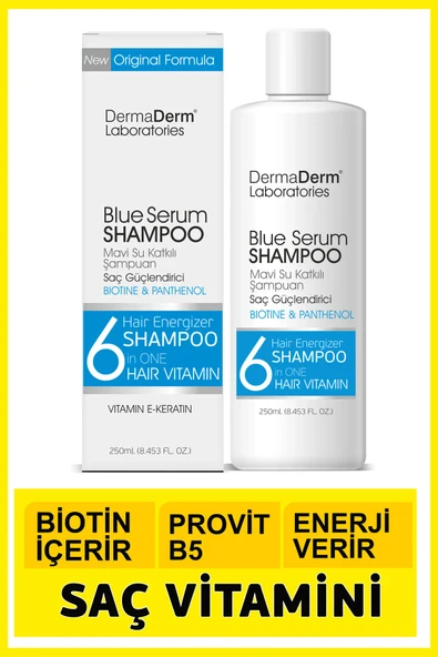 DermaDerm Saç Güçlendirici Biotin Ve Pantenol Mavi Şampuan 250ml. ürün görseli 1