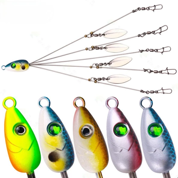 Valkyrie 5'li Alabama Rig 5 Kollu  Fırdöndülü Levrek Şemsiyesi 16.8g 22cm – Spinner Kaşıklı Sahte Yem Sistemi ürün görseli 1