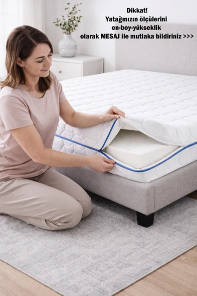 ARTEX Kılıf İnci 140x200 Yatak Kılıfı Koruyucusu Yatak Örtüsü Fermuarlı Kapitone Zippered Mattress Cover ürün görseli 1
