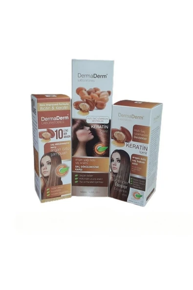DermaDerm Argan Özlü Şampuan 250 Ml+saç Kremi 500 Ml+bakım Sütü 250 Ml 3'lü Set ürün görseli 1