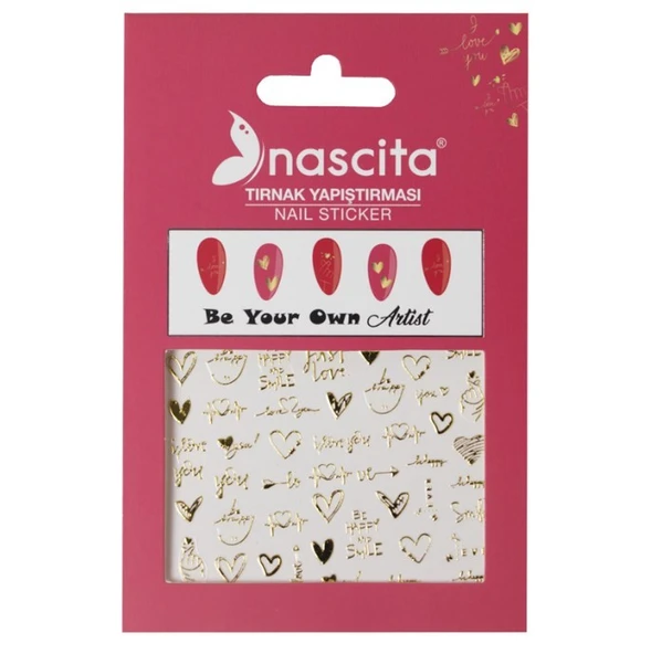 Nascita Tırnak Üstü Sticker Gold Kalp Temalı ürün görseli 1