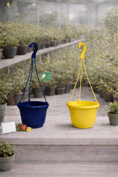 2 Adet Askılı Dekoratif Saksı 18 cm Çap Yükseklik 12 cm ürün görseli 1