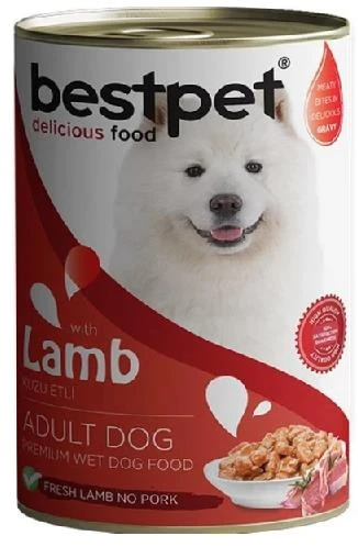 Bestpet Jöle İçinde Parça Kuzu Etli Konserve Yetişkin Köpek Maması 400 gr ürün görseli 1