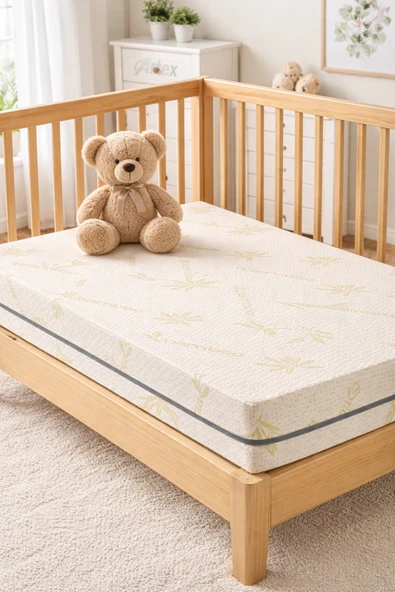 ARTEX 10Cm Süngerli Bebek Çocuk Beşik Yatağı Aloe 70x110 Yıkanabilir Kılıflı Park Yatak Oyun Parkı ürün görseli 1