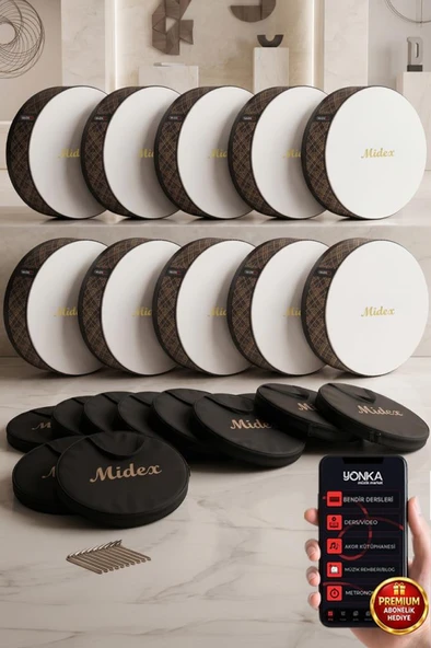Midex BR-711X 10'lu Bendir Def Toptan Paket Akort Ayarlı EL Tutma Oyuklu Çantalı ürün görseli 1